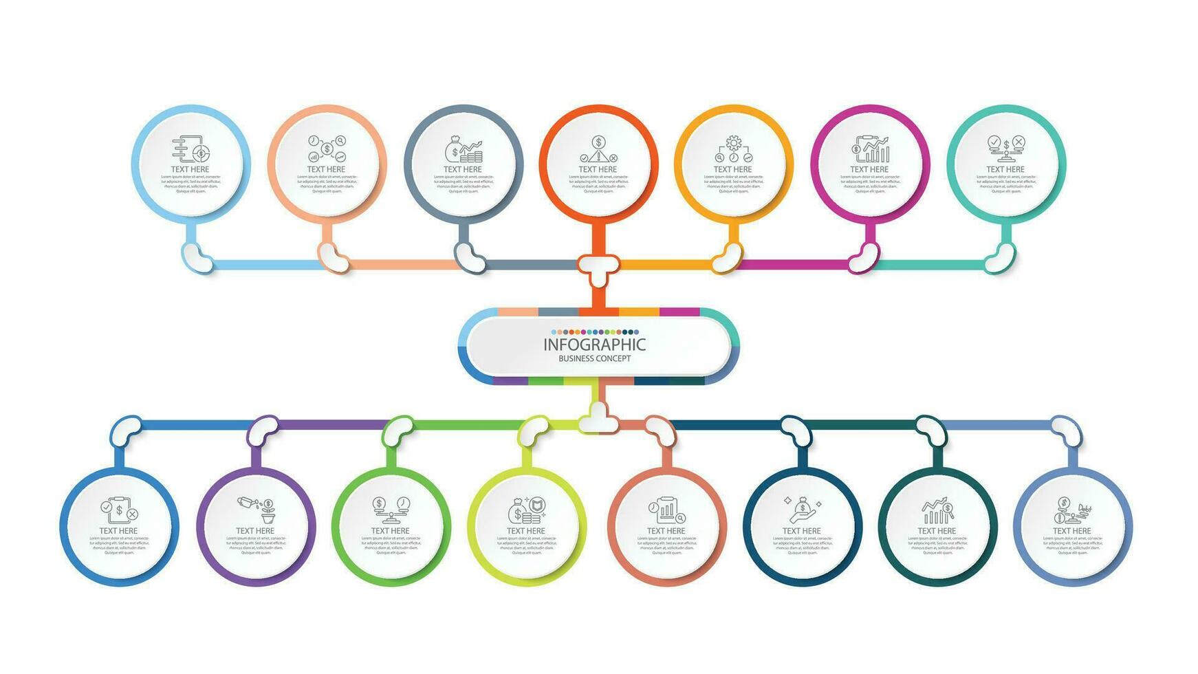 Infographic process design with icons and 15 options or steps. vector