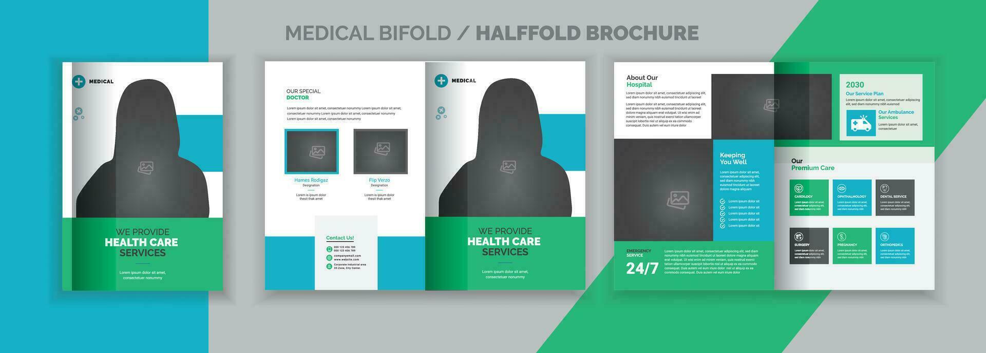 médico bifold folleto diseño modelo vector