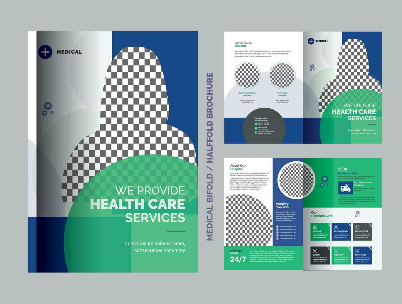 Medical Bifold Halffold Brochure vector