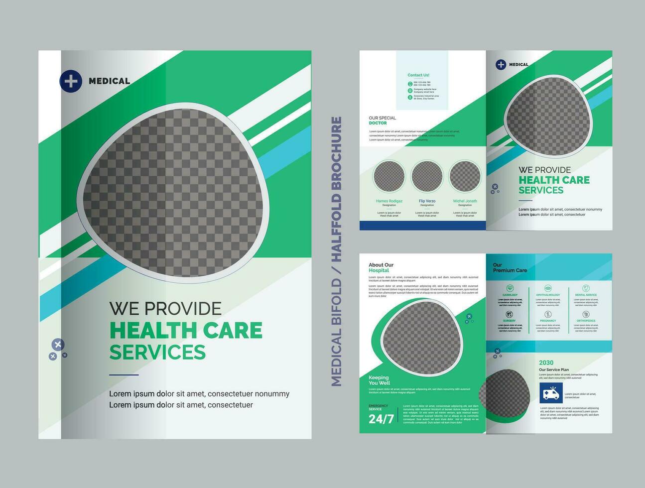 Medical Bifold Halffold Brochure design vector