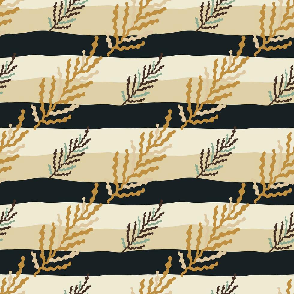 Abstract seaweed backdrop. Organic fern leaves seamless pattern. Simple style botanical background. vector