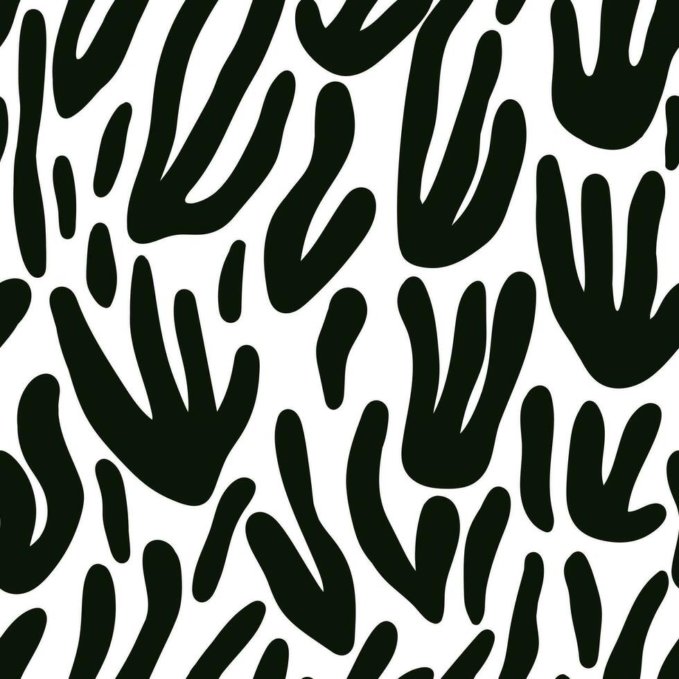 Monochrome abstract organic shape seamless pattern. Matisse inspired decoration wallpaper. vector