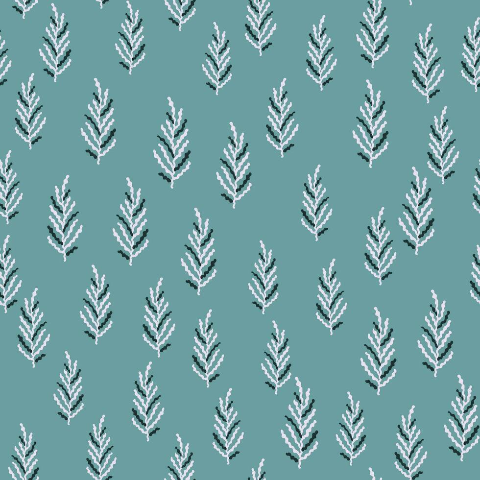 Abstract seaweed backdrop. Organic fern leaves seamless pattern. Simple style botanical background. vector