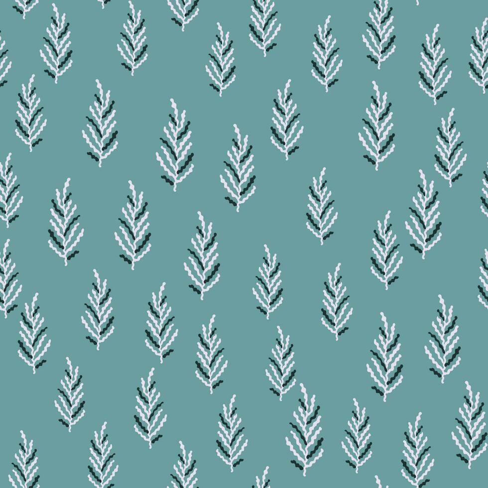 Abstract seaweed backdrop. Organic fern leaves seamless pattern. Simple style botanical background. vector