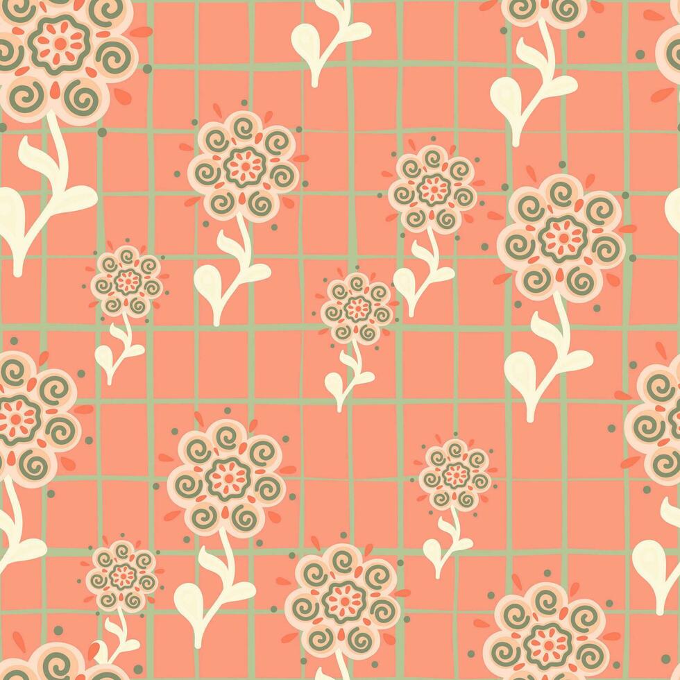 resumen étnico flor sin costura modelo. estilizado floral botánico fondo de pantalla. vector