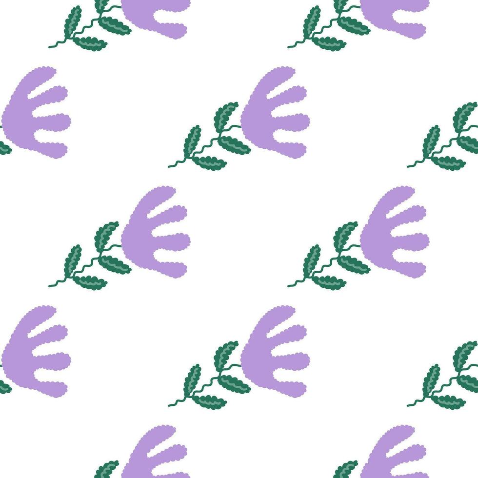 Unusual flower seamless pattern in simple style. Cute stylized flowers background. vector