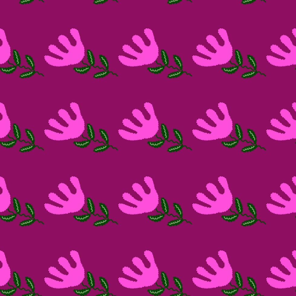 Unusual flower seamless pattern in simple style. Cute stylized flowers background. vector