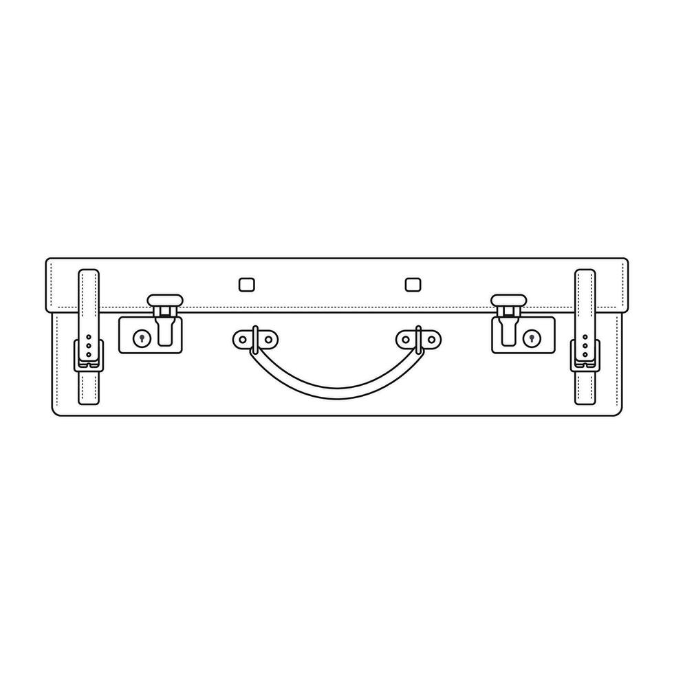 Vintage Suitcase Outline Icon Illustration on White Background vector