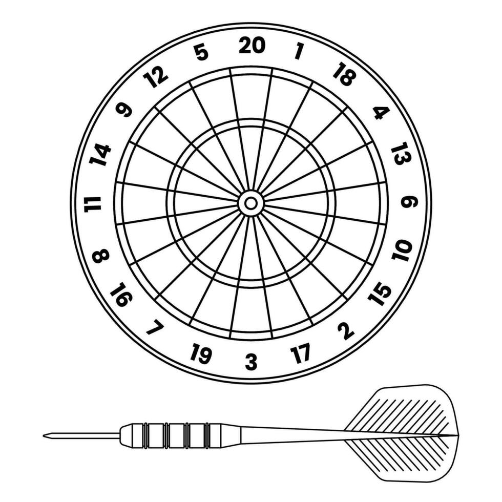 Darts Outline Icon Illustration on White Background vector