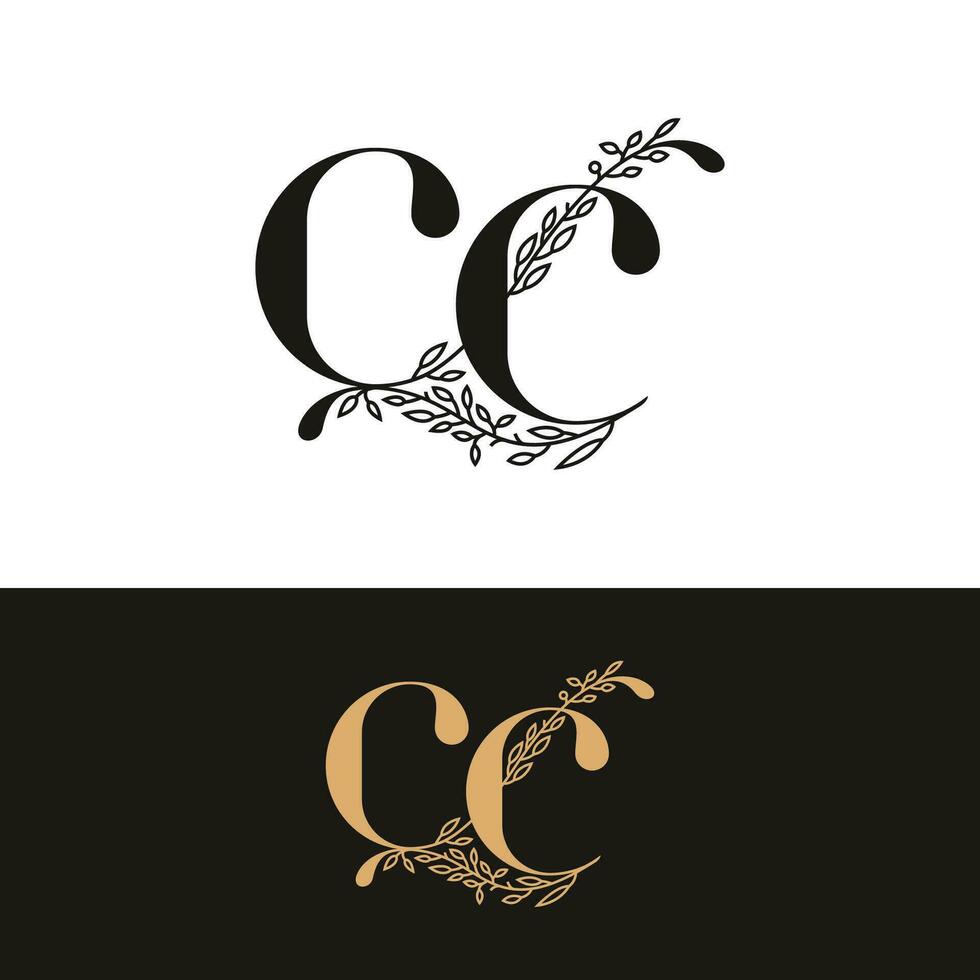 handdrawn wedding monogram CC logo vector