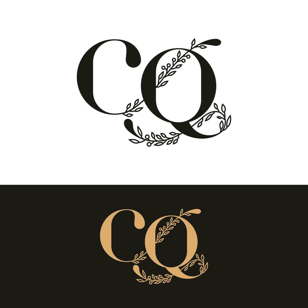 dibujado a mano Boda monograma cq logo vector