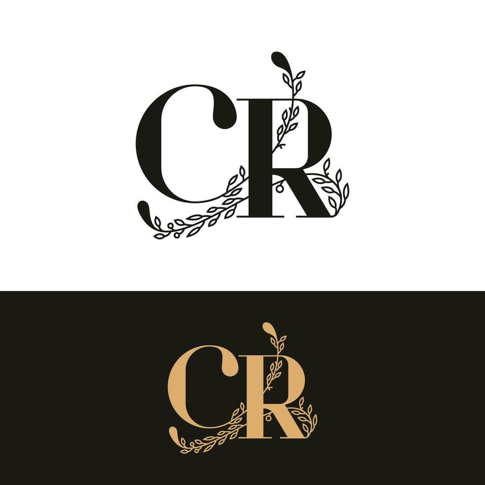 handdrawn wedding monogram CR logo vector