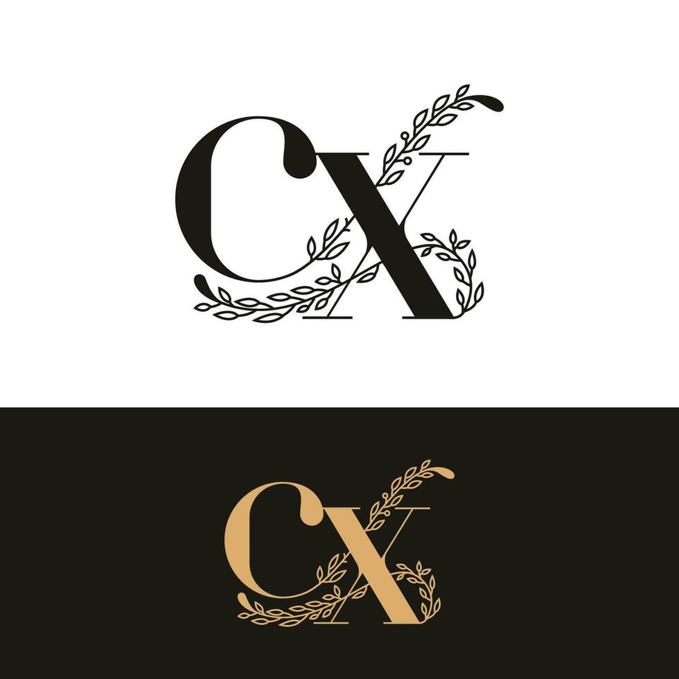 handdrawn wedding monogram CX logo vector