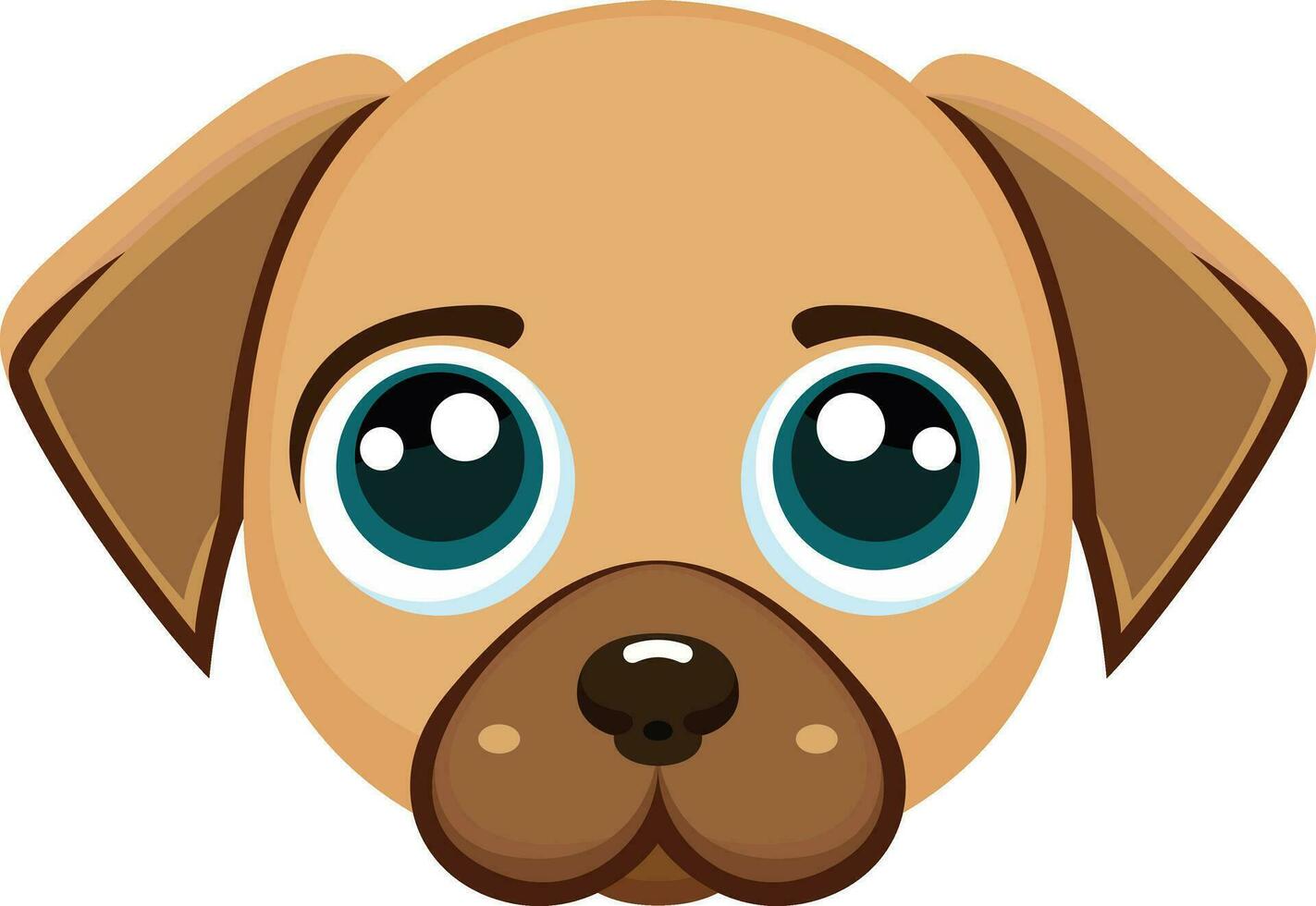 perrito ojos plano estilo vector ilustración, linda perrito cara con grande ojos valores vector imagen