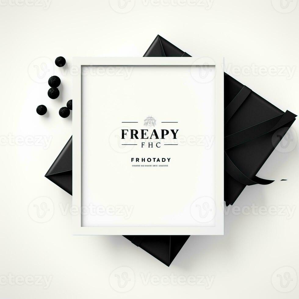 Black Friday promotion poster with white background and black gift box high quality ai generated image photo