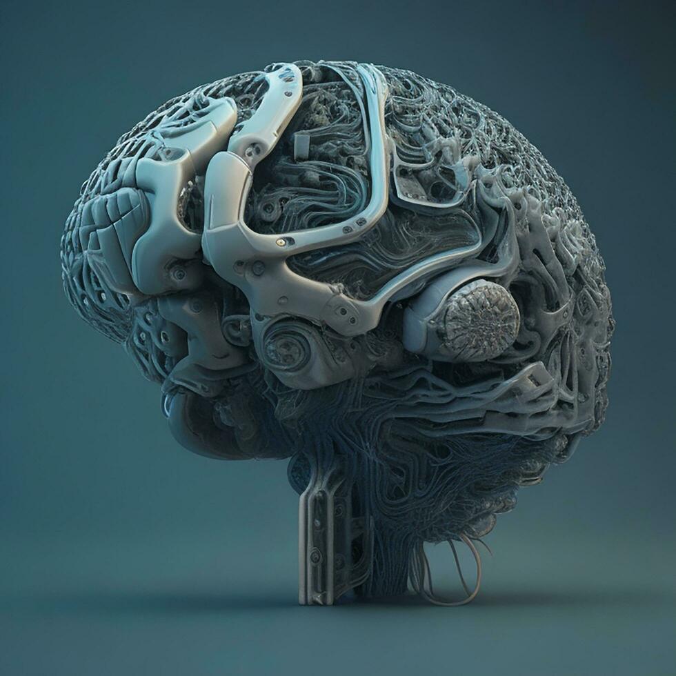 Digital brain background AI Generated photo