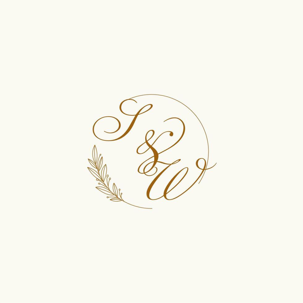 iniciales SO Boda monograma logo con hojas y elegante circular líneas vector