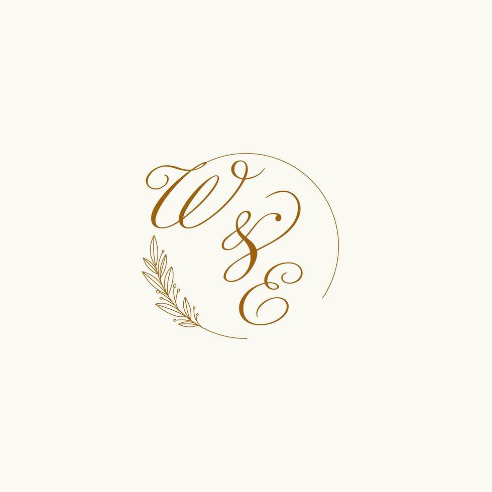 iniciales nosotros Boda monograma logo con hojas y elegante circular líneas vector