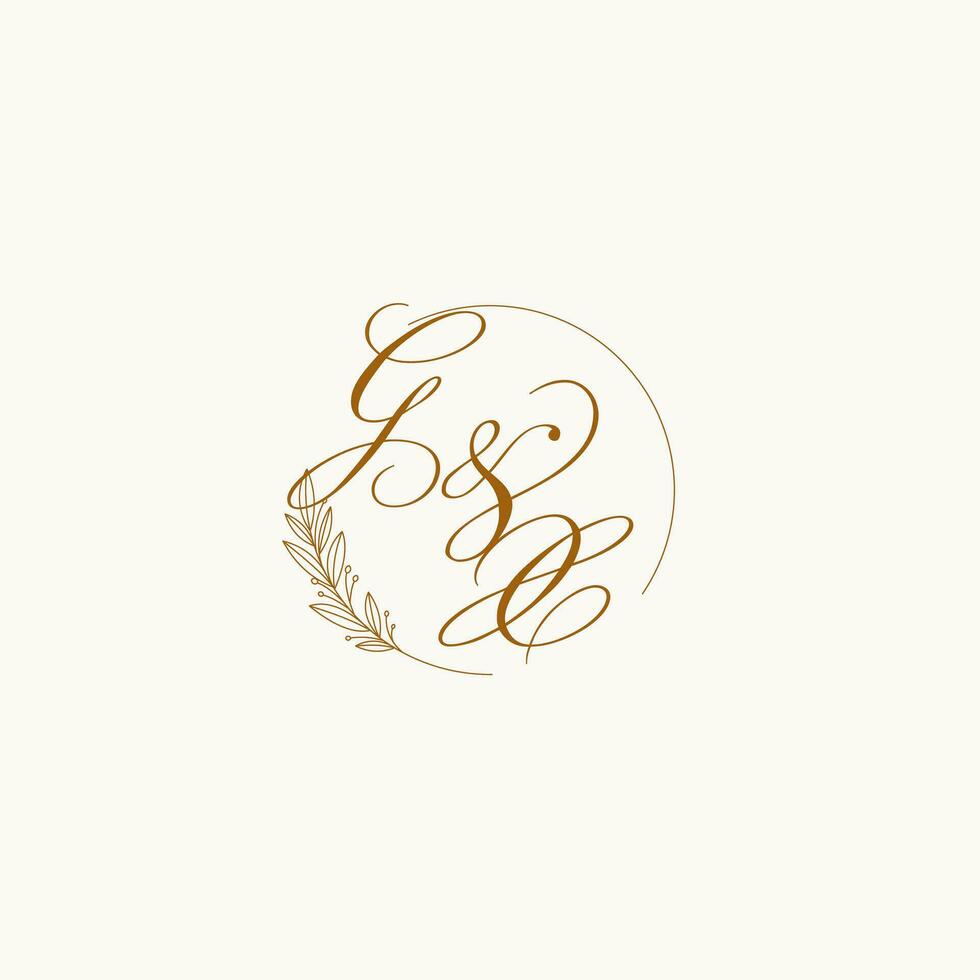 iniciales gx Boda monograma logo con hojas y elegante circular líneas vector