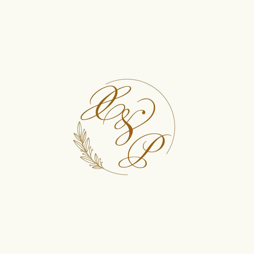 iniciales xp Boda monograma logo con hojas y elegante circular líneas vector