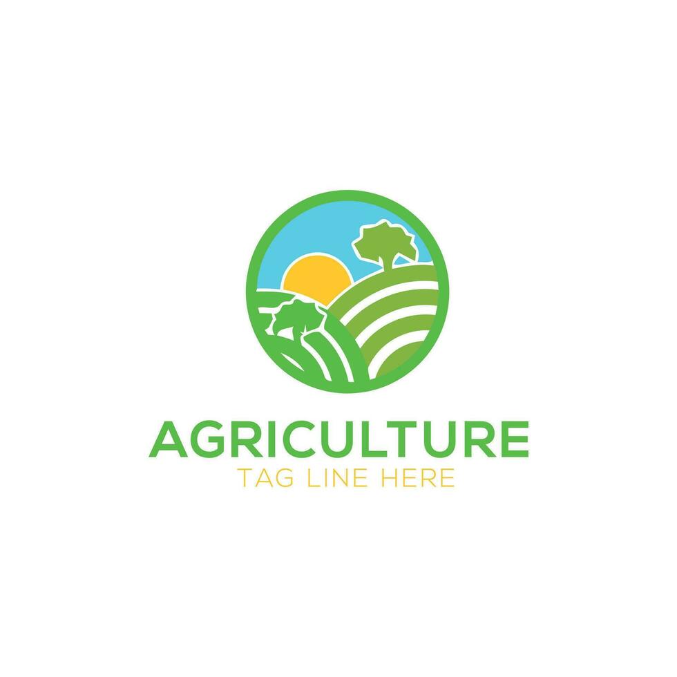 Growing plants in the green field farm vector