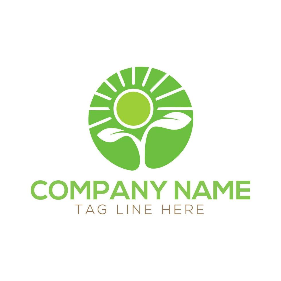 Farm field farmland agricultural logo vector with sunlight and hill