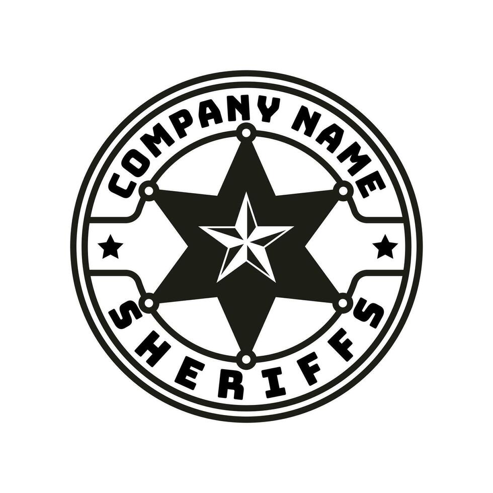 Vintage Retro Sheriff Star Ranger Badge Emblem Country Western Cowboy logo design. vector