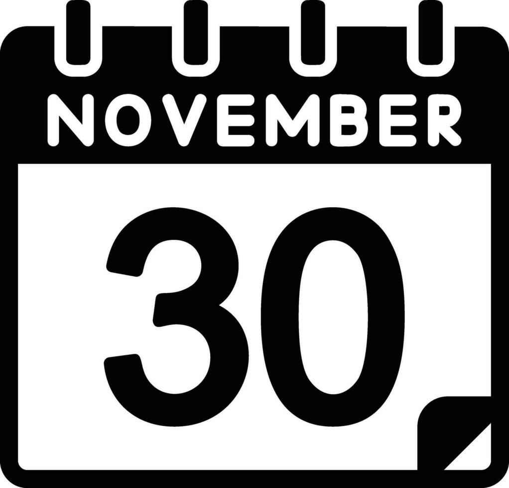 30 November Glyph Icon vector