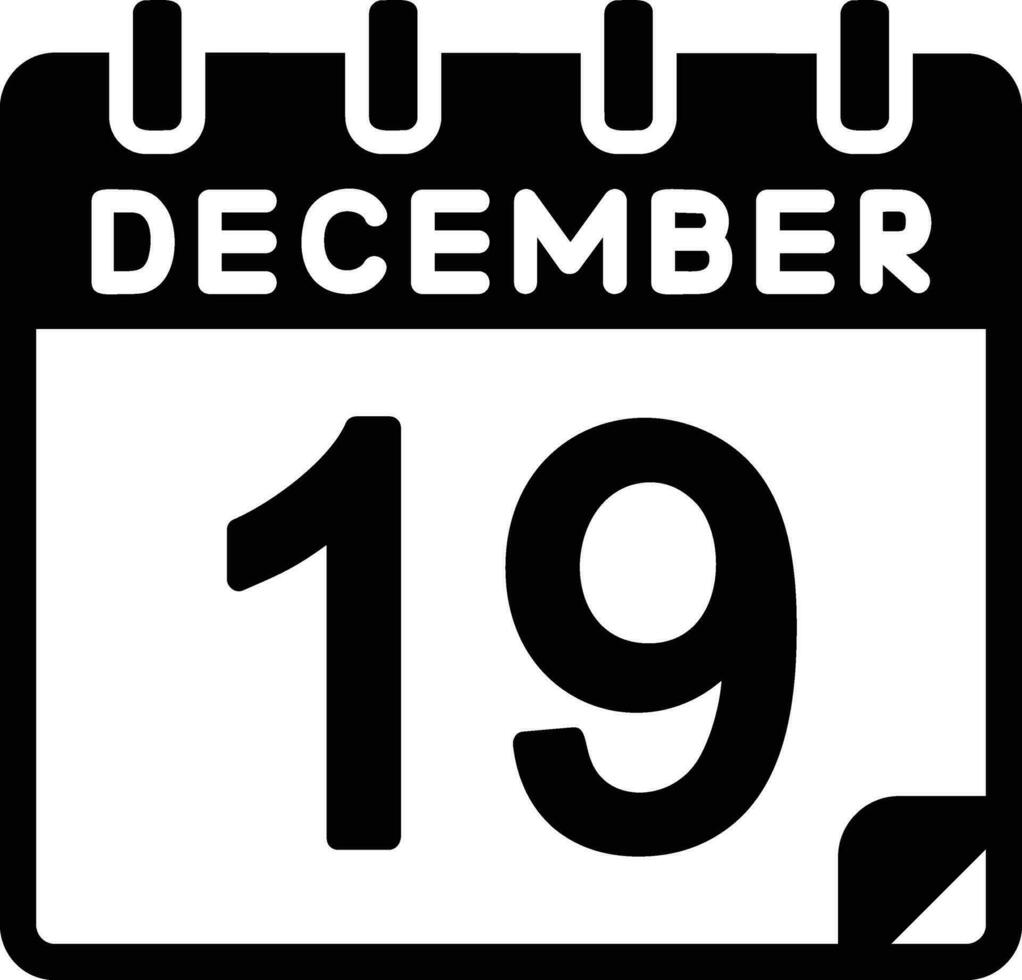 19 diciembre glifo icono vector