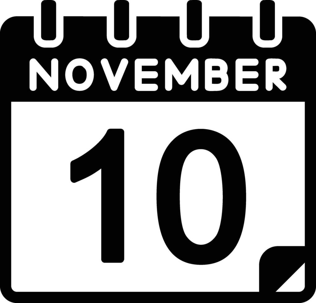 10 noviembre glifo icono vector