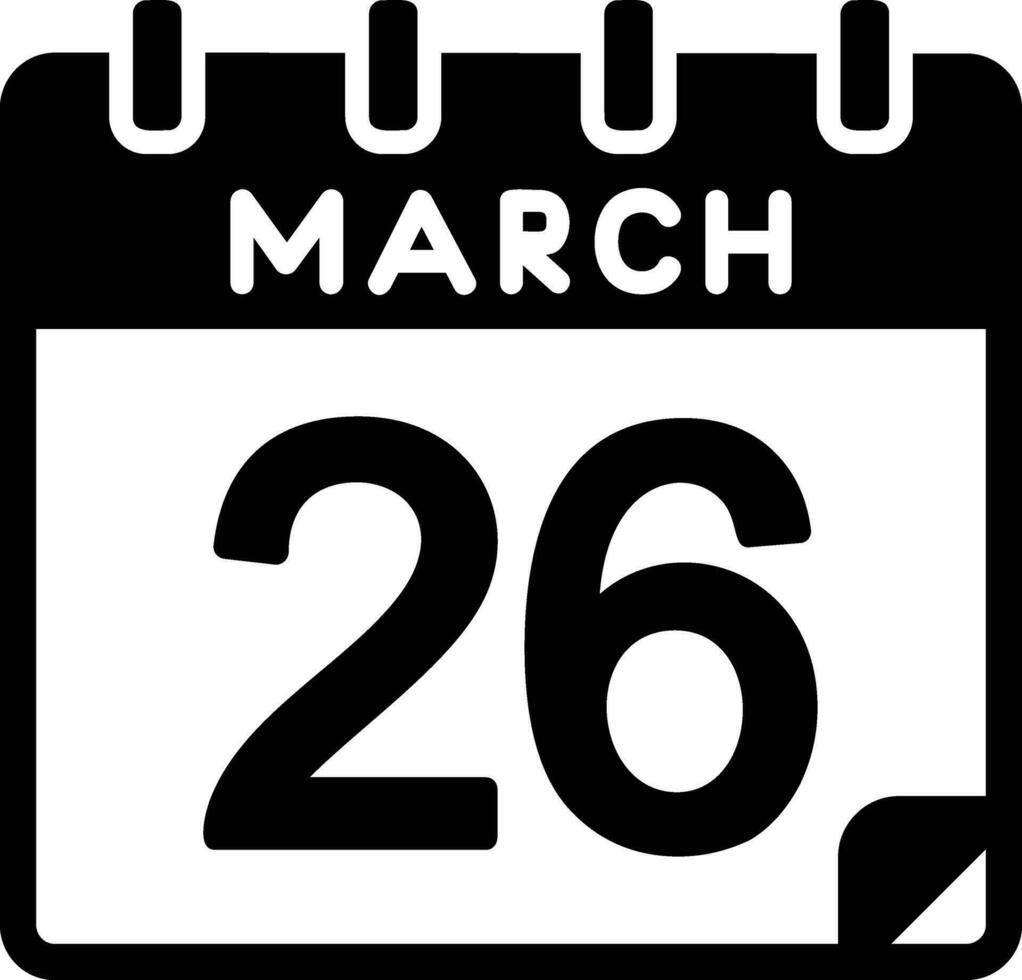 26 March Glyph Icon vector