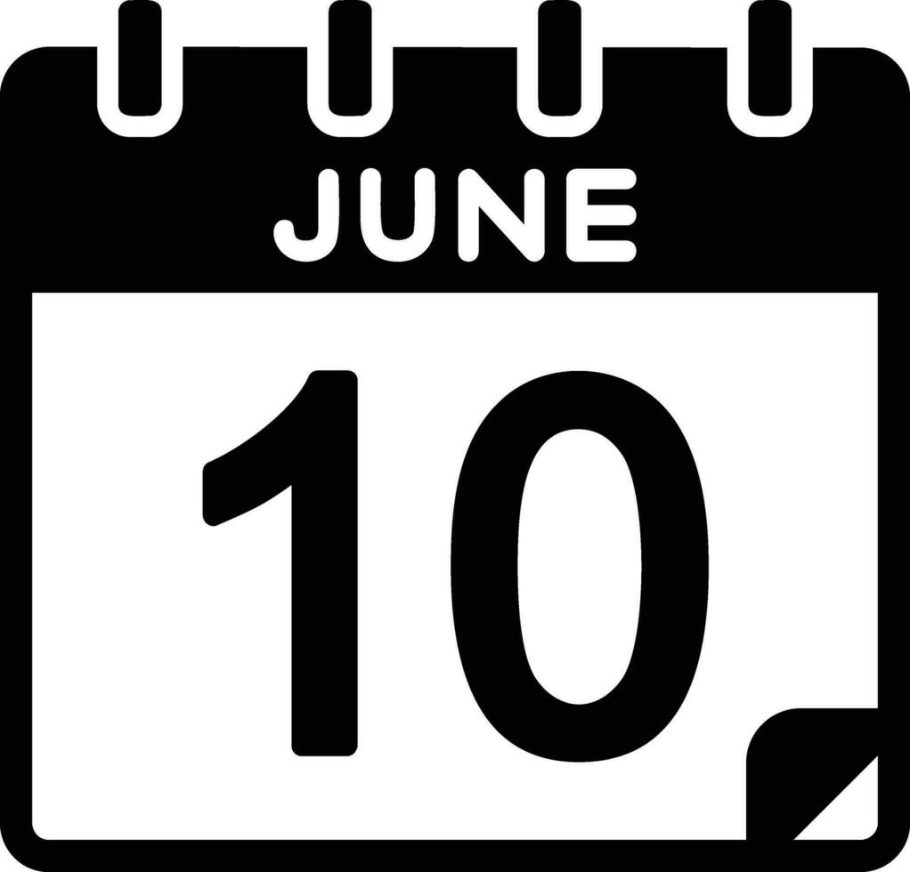10 June Glyph Icon vector
