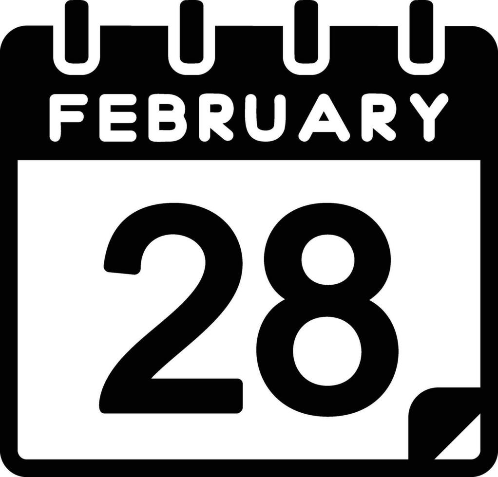 28 February Glyph Icon vector