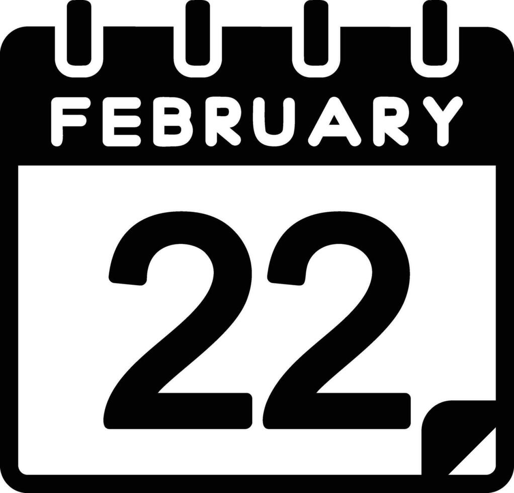 22 February Glyph Icon vector