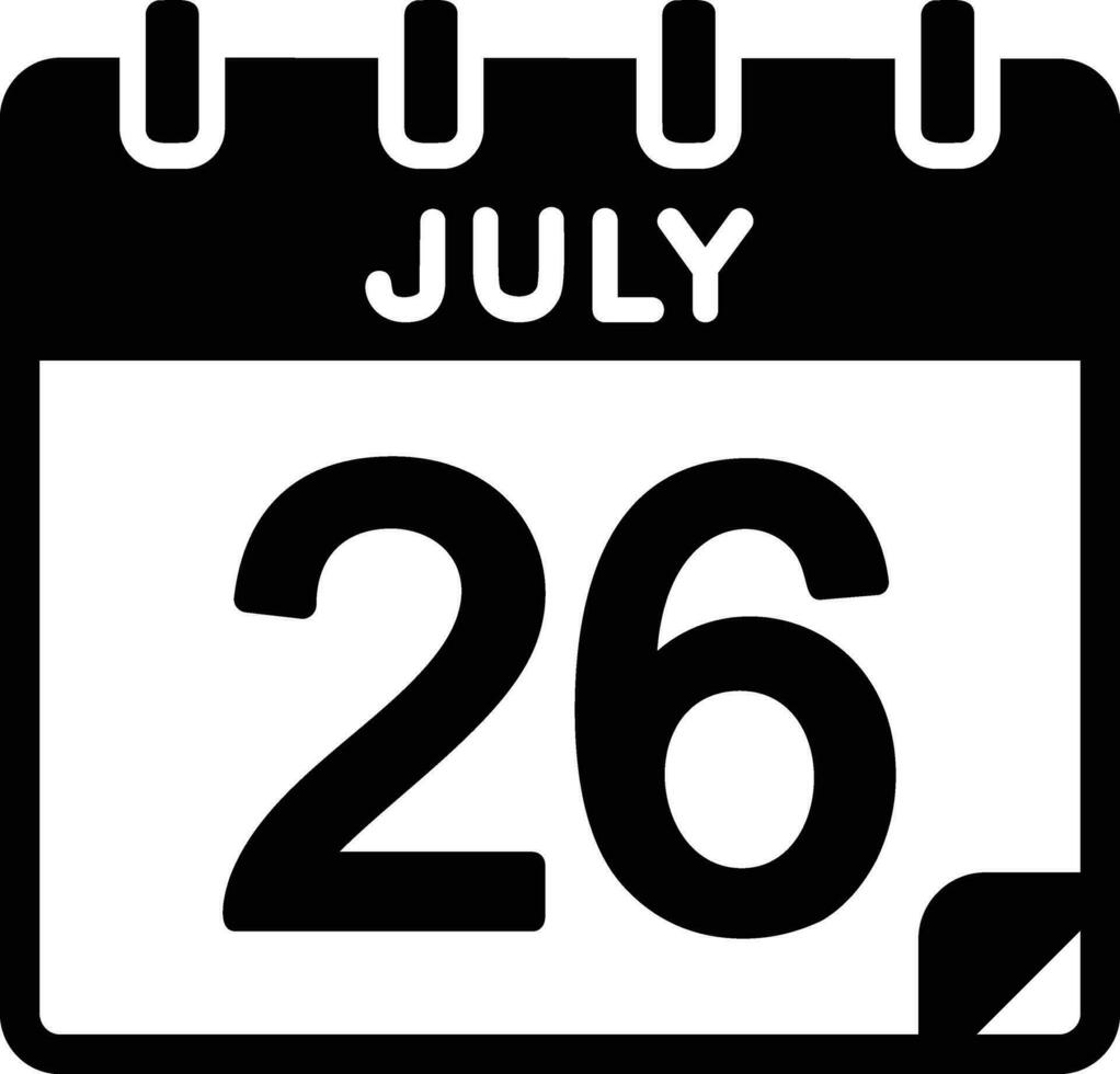 26 July Glyph Icon vector