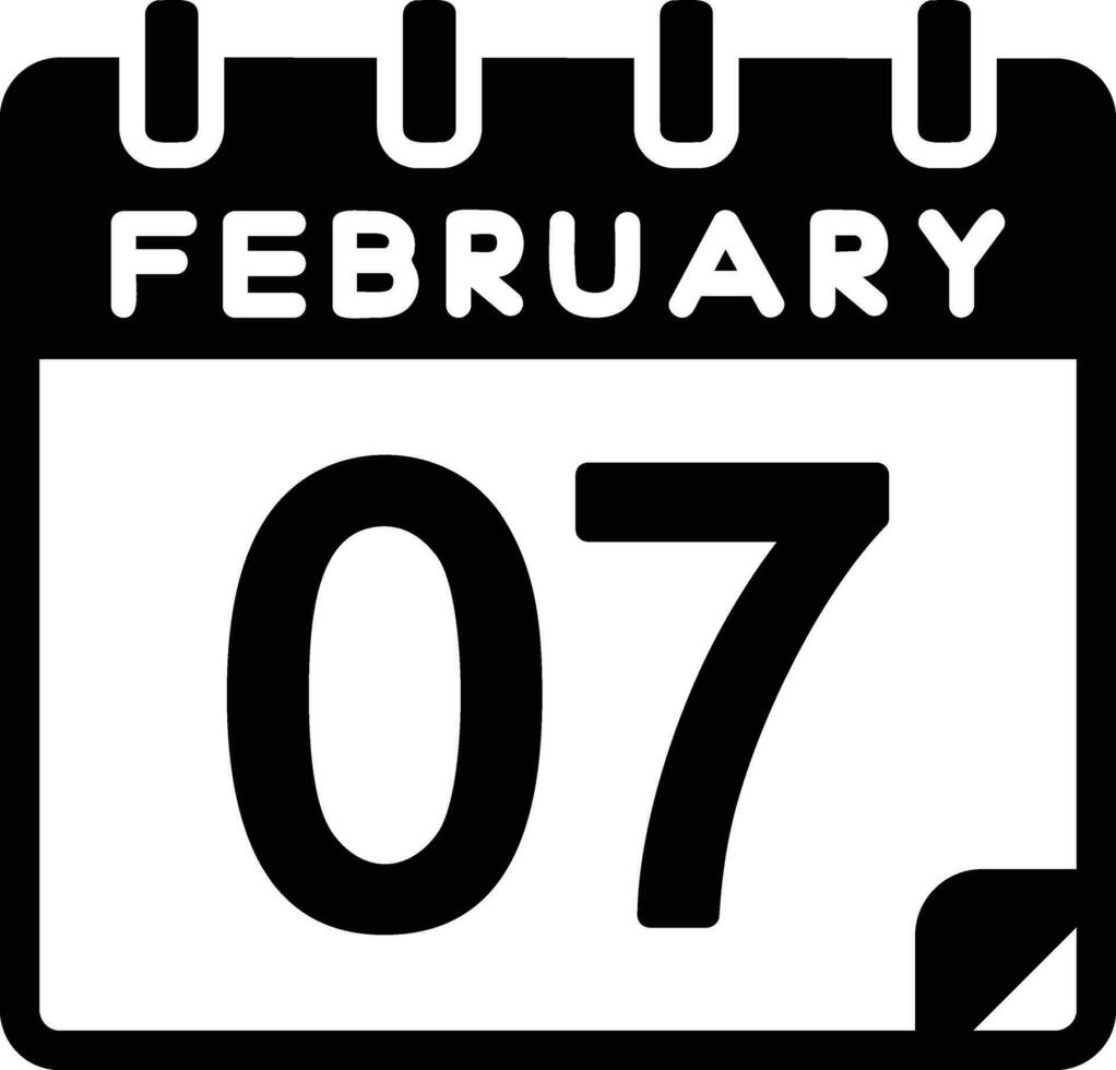7 February Glyph Icon vector