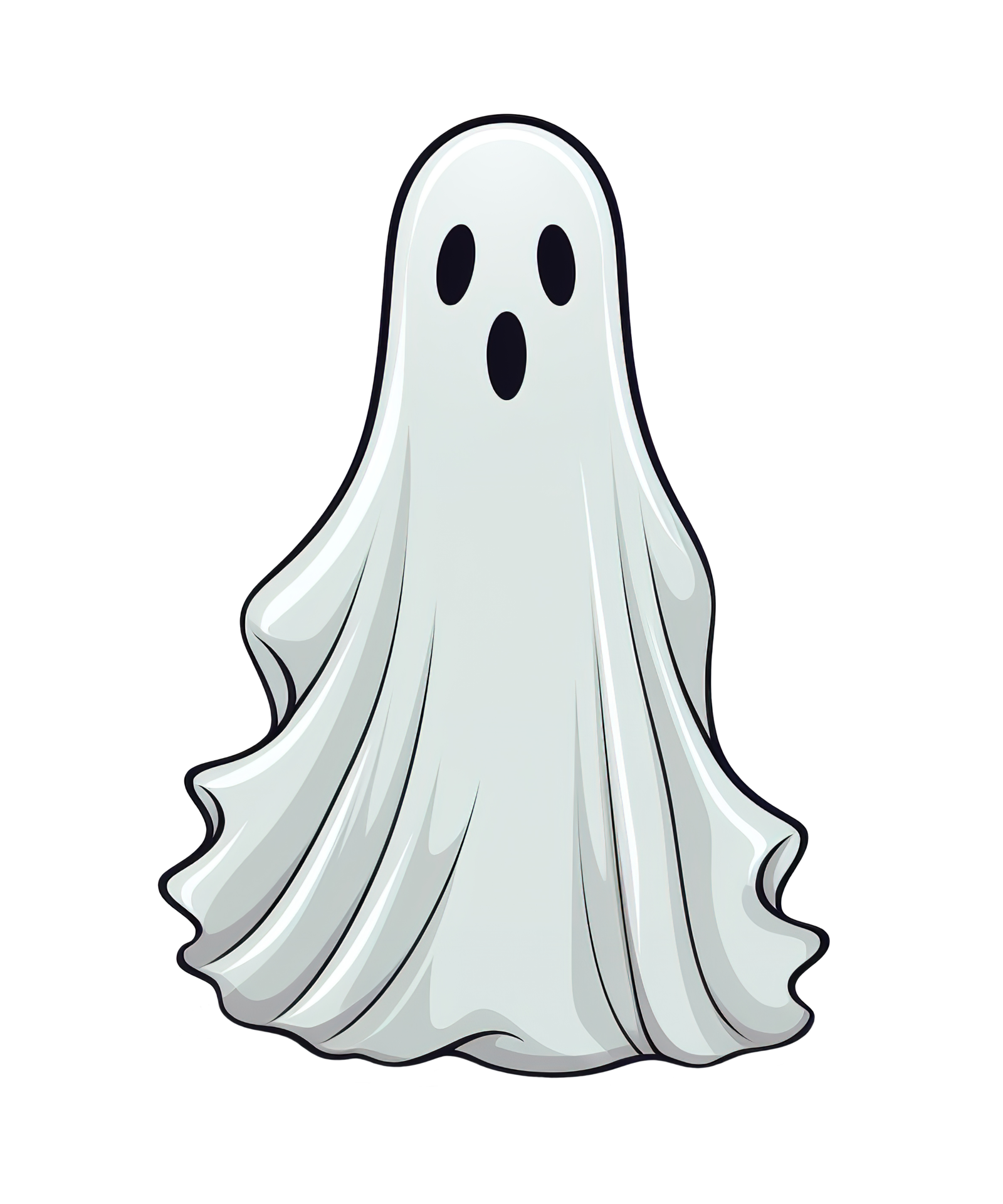 Generative AI, PNG funny ghost in flat line art style, Halloween ...