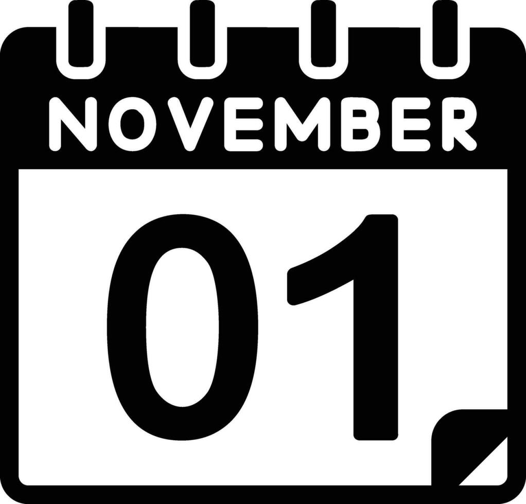 1 noviembre glifo icono vector