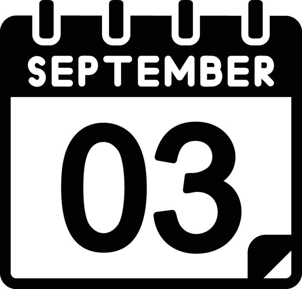 3 septiembre glifo icono vector