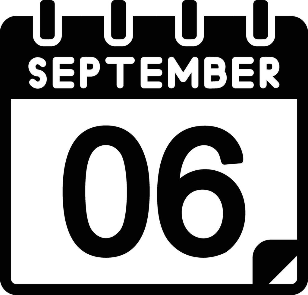 6 September Glyph Icon vector