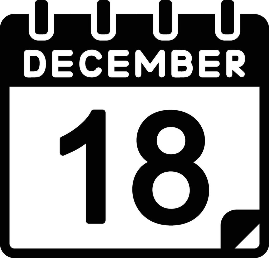 18 diciembre glifo icono vector