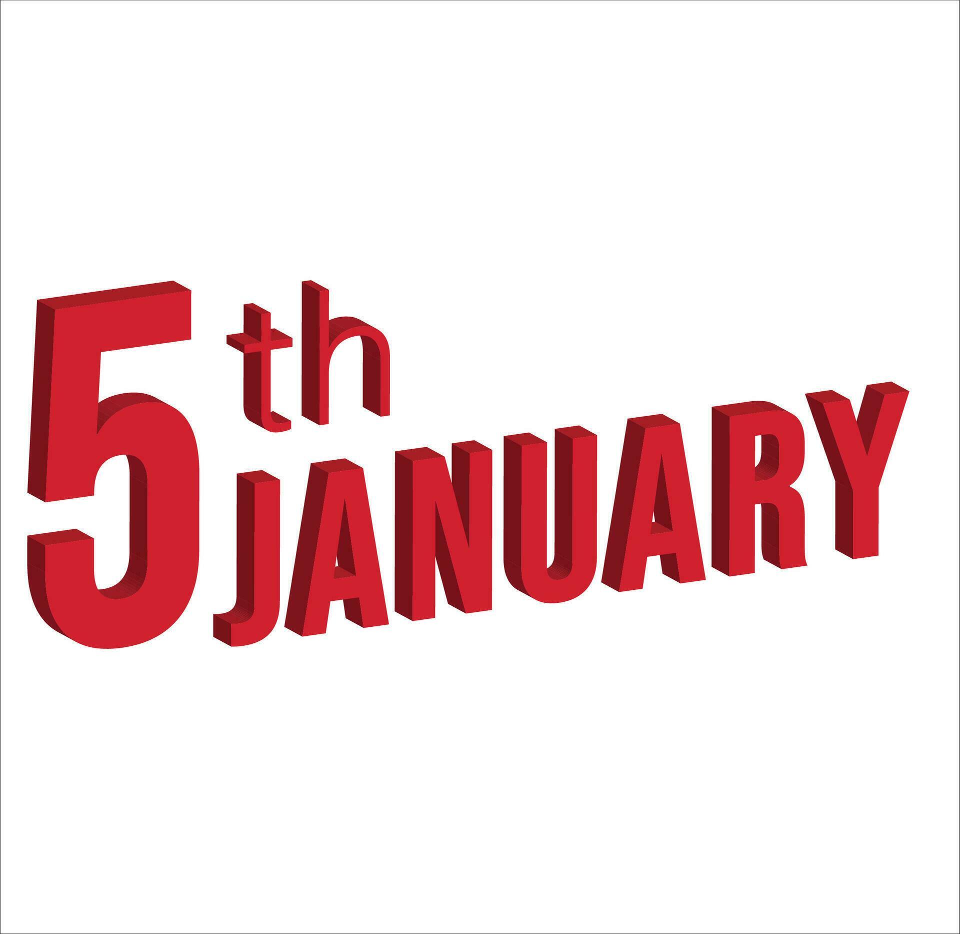 5th january , Daily calendar time and date schedule symbol. Modern