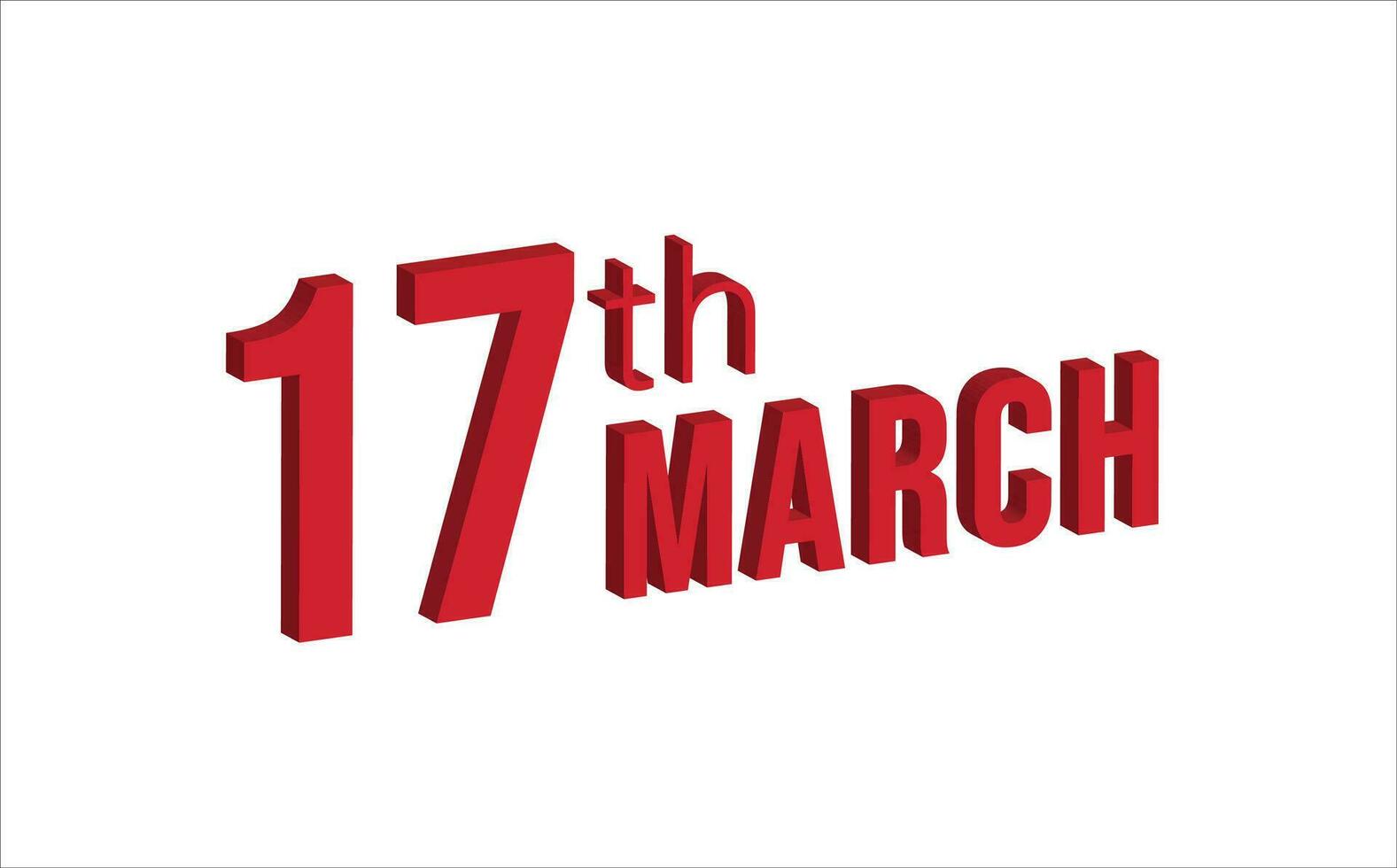 17th march , Daily calendar time and date schedule symbol. Modern design, 3d rendering. White