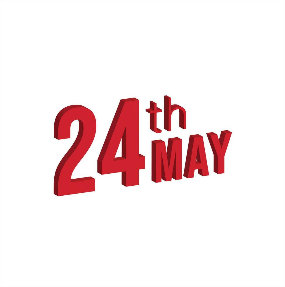 24th may ,  Daily calendar time and date schedule symbol. Modern design, 3d rendering. White background. vector