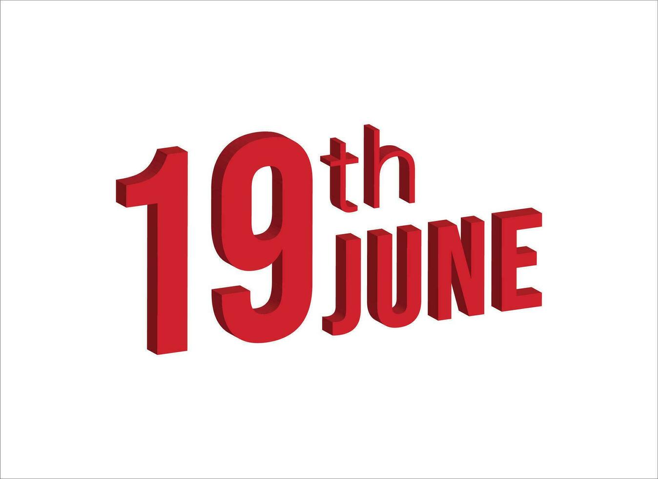 19th june ,  Daily calendar time and date schedule symbol. Modern design, 3d rendering. White background. vector