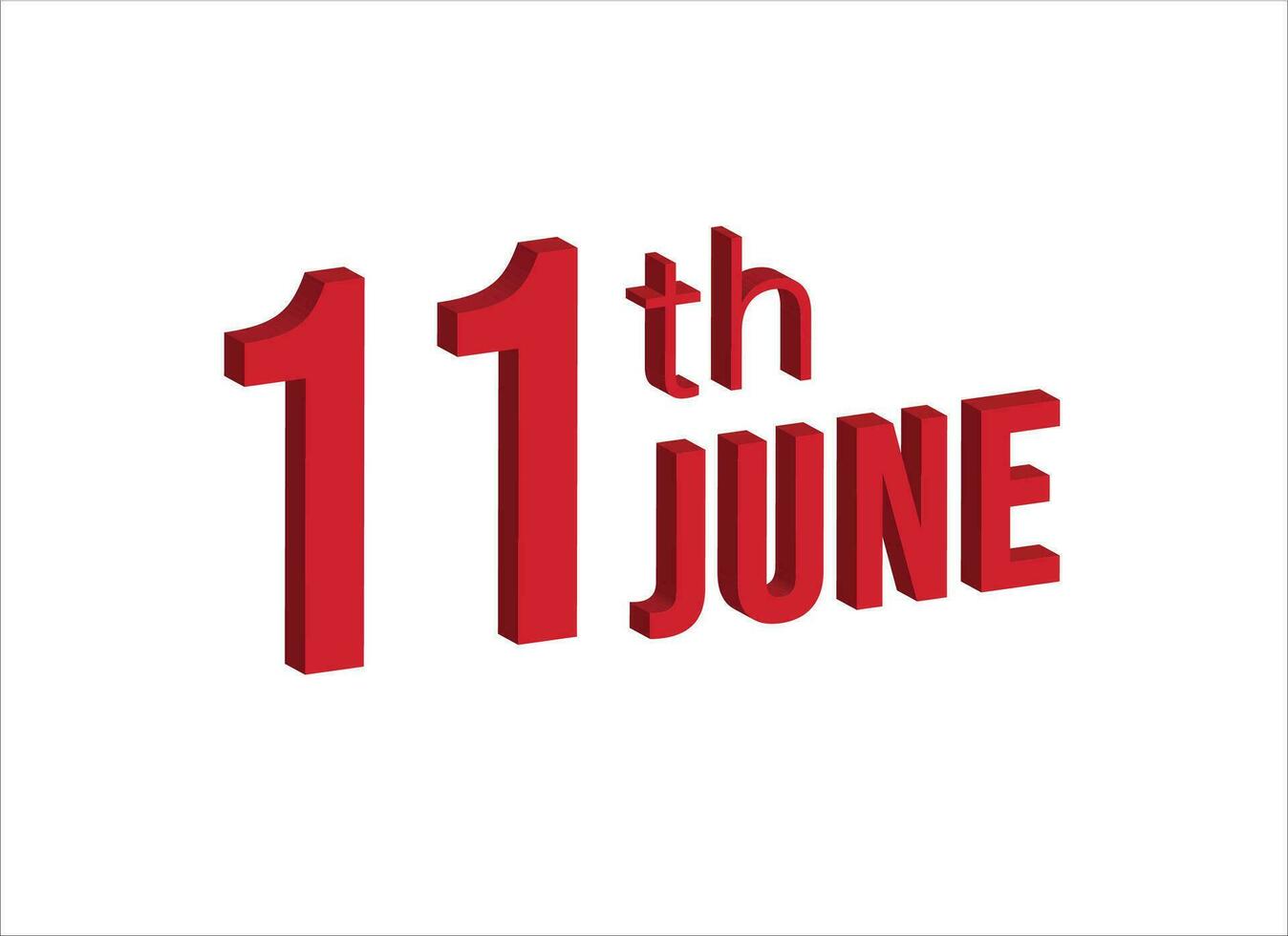 11th june ,  Daily calendar time and date schedule symbol. Modern design, 3d rendering. White background. vector