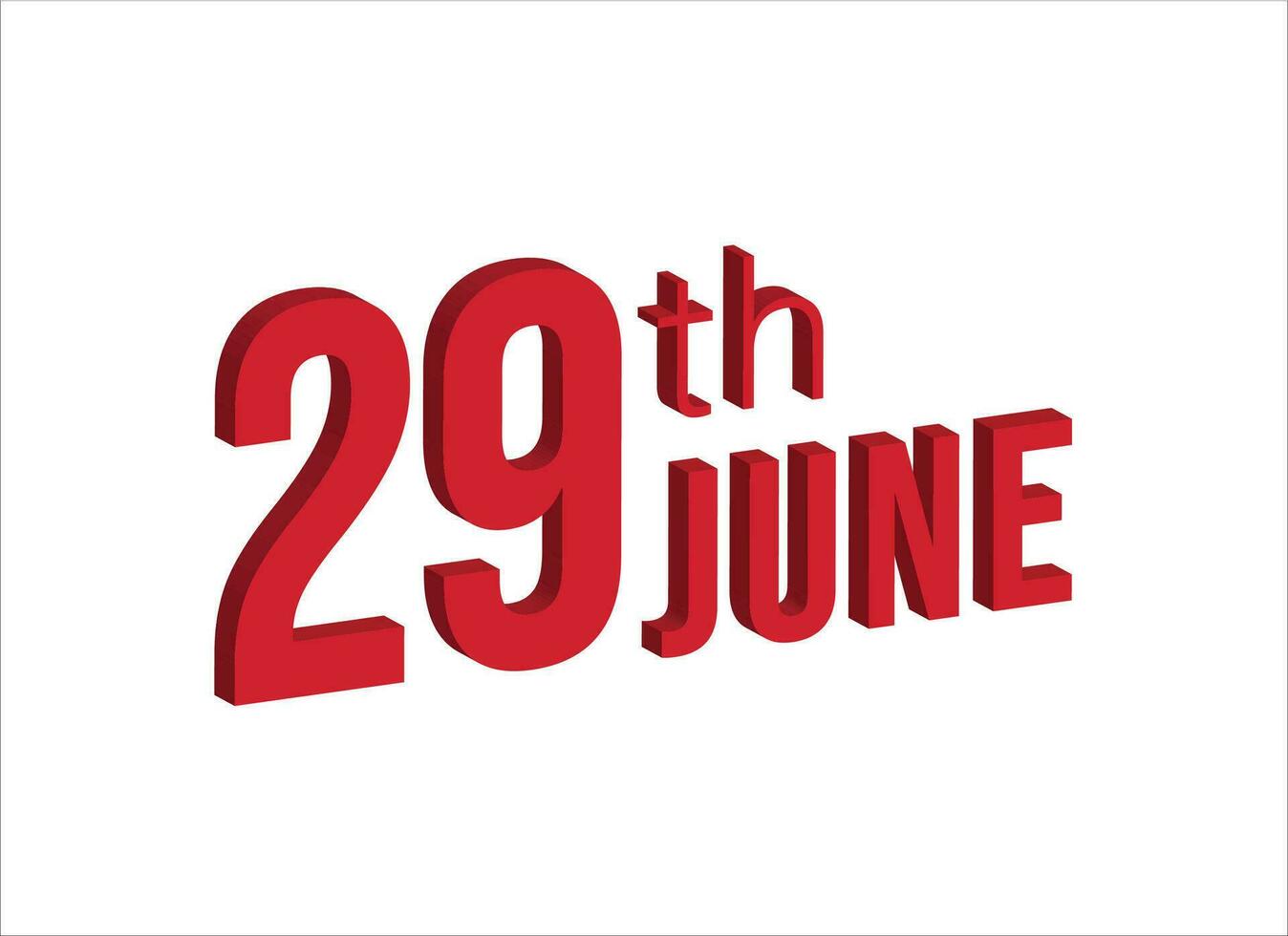 29th june ,  Daily calendar time and date schedule symbol. Modern design, 3d rendering. White background. vector