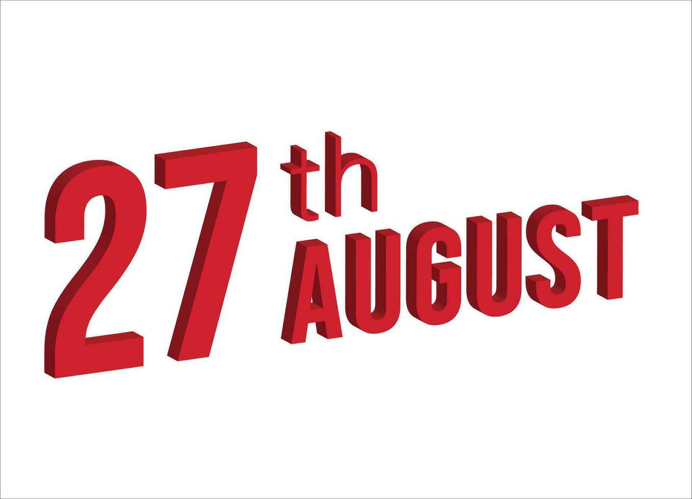 27th august ,  Daily calendar time and date schedule symbol. Modern design, 3d rendering. White background. vector