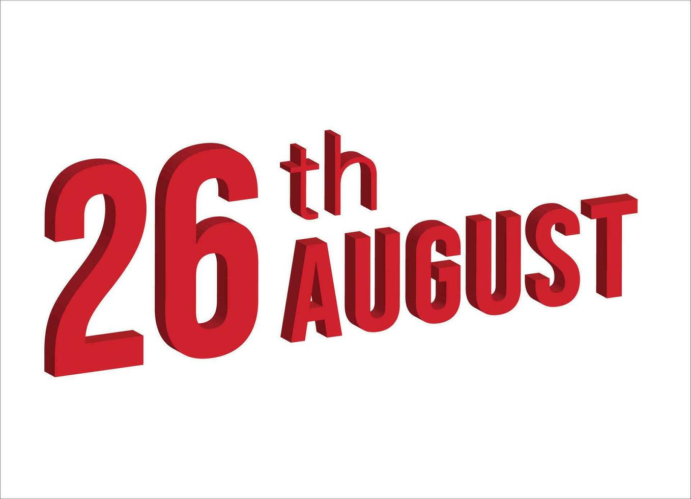 26 agosto , diario calendario hora y fecha calendario símbolo. moderno diseño, 3d representación. blanco antecedentes. vector