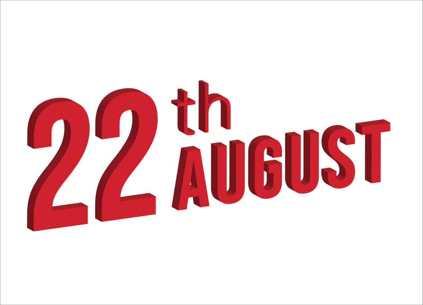22 agosto , diario calendario hora y fecha calendario símbolo. moderno diseño, 3d representación. blanco antecedentes. vector